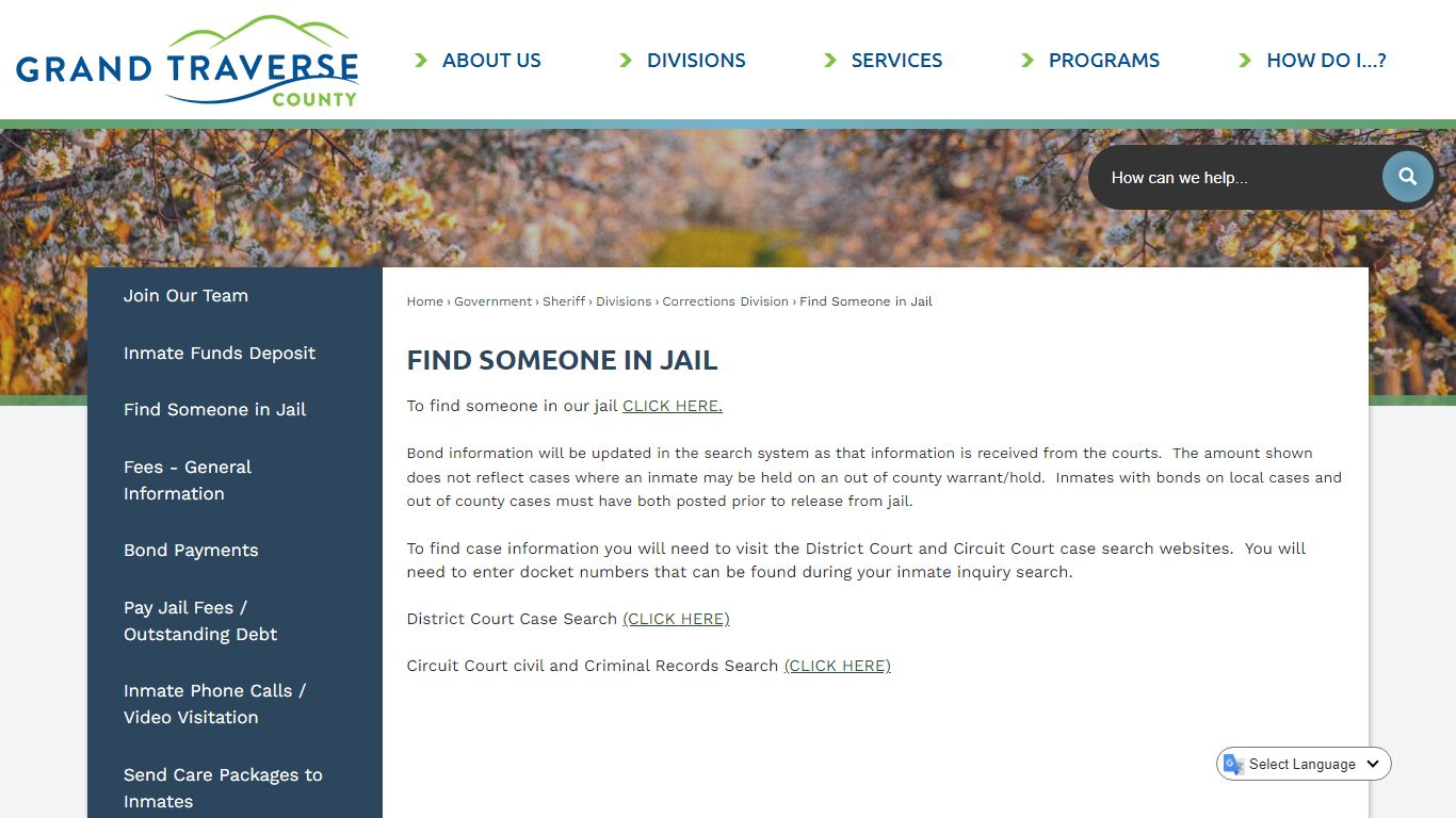 Find Someone in Jail | Grand Traverse County, MI
