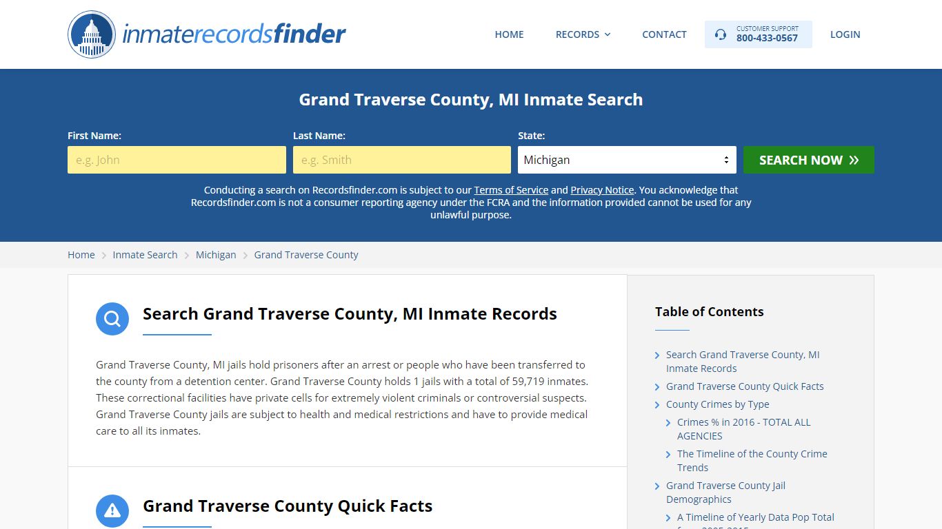Grand Traverse County, MI Inmate Lookup & Jail Records Online